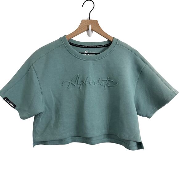 Alphalete Woman’s ELMTS Short Sleeve  Crop Top Teal Blue Size Small - Picture 2 of 7